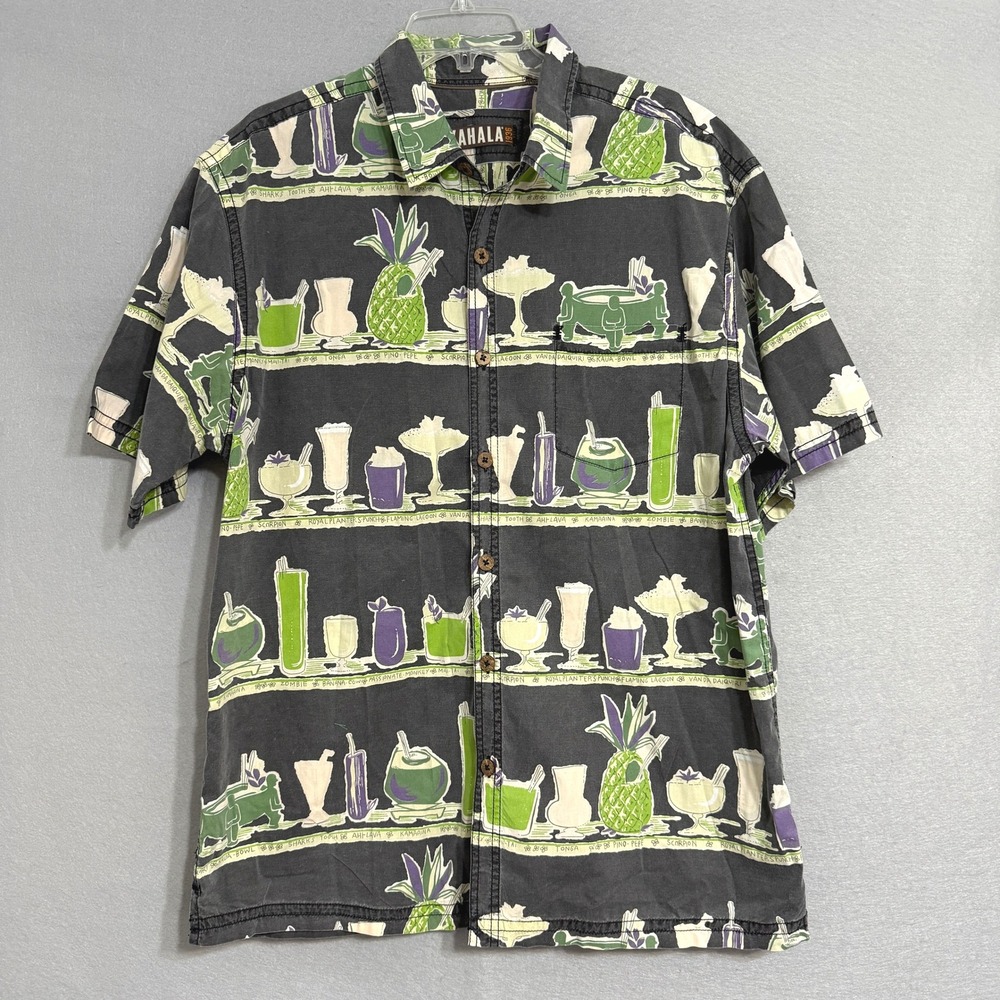 Kahala Mens Tropical Aloha Shirt Size XL Hawaiian Cocktail Print Casual Coastal - Picture 1 of 8
